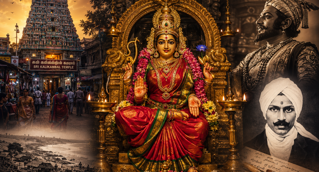 Sri Kalikambal Temple Chennai deity in peaceful Lalitha Tripurasundari form blessing devotees