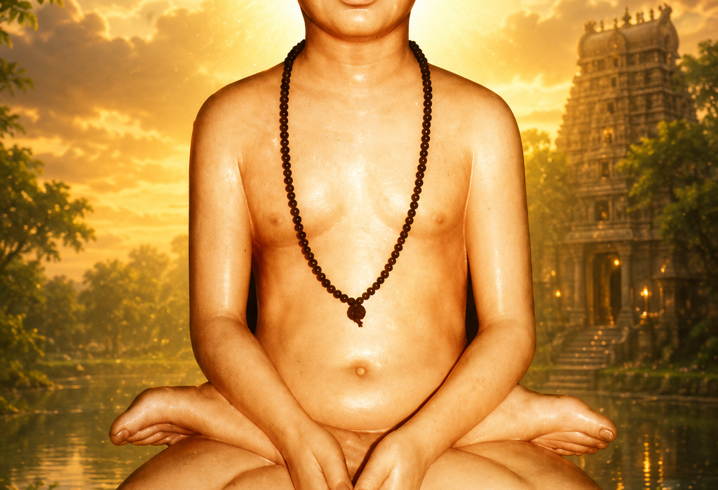 Judge Swamigal in deep meditation at his Jeeva Samadhi in Pudukkottai, Tamil Nadu.