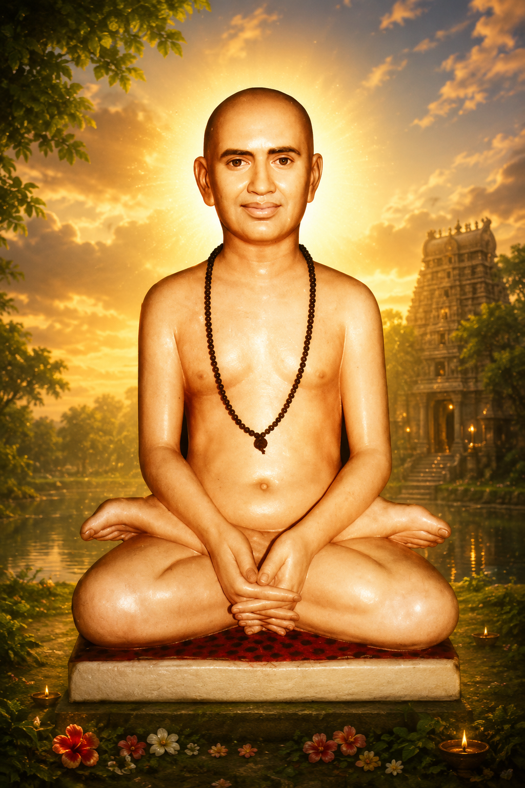 Judge Swamigal in deep meditation at his Jeeva Samadhi in Pudukkottai, Tamil Nadu.