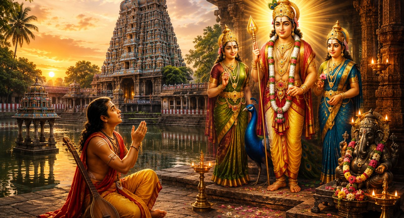 Vayalur Murugan Temple where Lord Murugan blessed Arunagirinathar to compose Tiruppugazh.