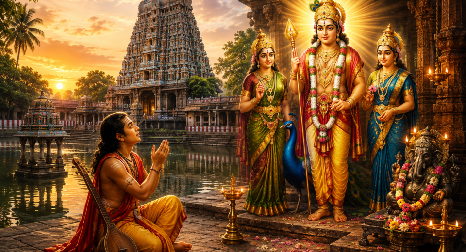 Vayalur Murugan Temple where Lord Murugan blessed Arunagirinathar to compose Tiruppugazh.