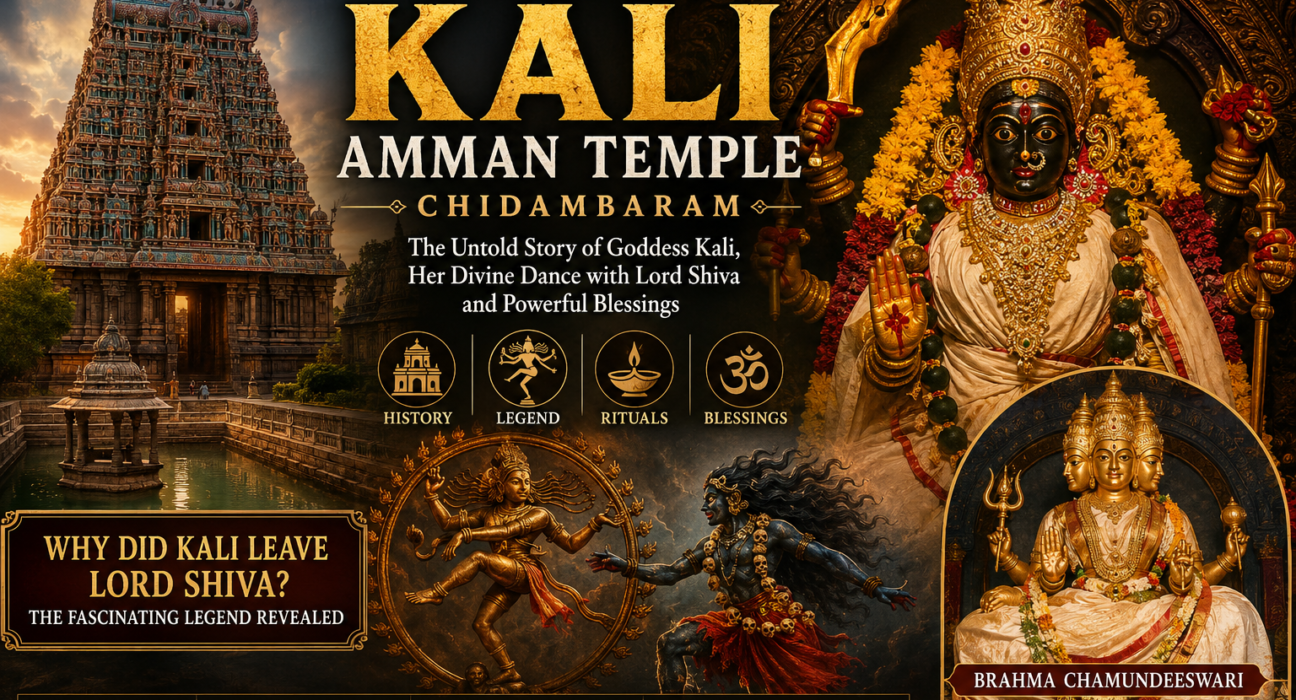 The powerful idol of Goddess Thillai Kali Amman at the ancient temple in Chidambaram, Tamil Nadu.