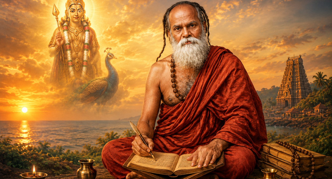 Sri Pamban Swamigal renouncing worldly life and dedicating himself to Lord Murugan.