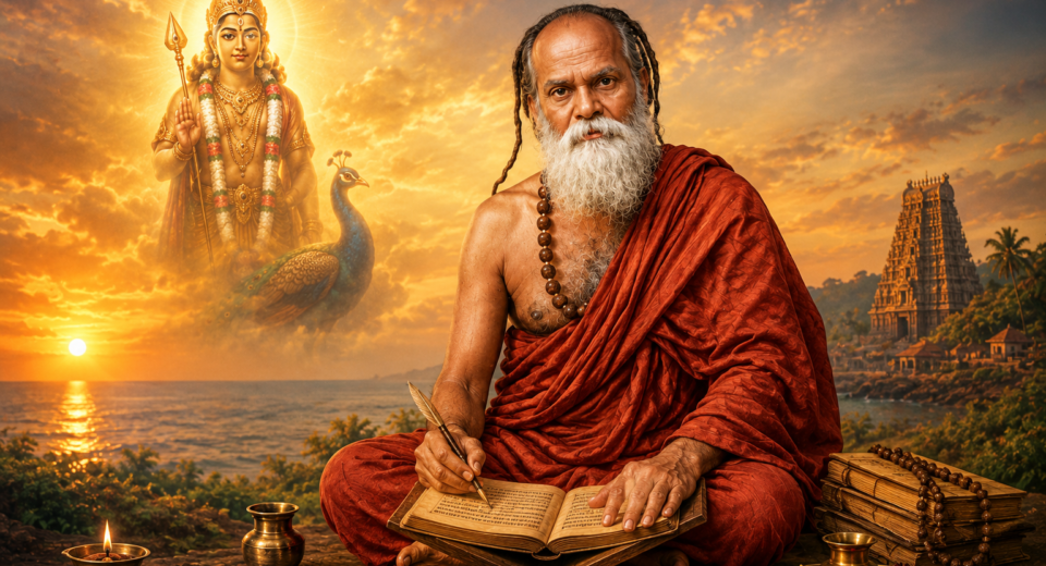 Sri Pamban Swamigal renouncing worldly life and dedicating himself to Lord Murugan.