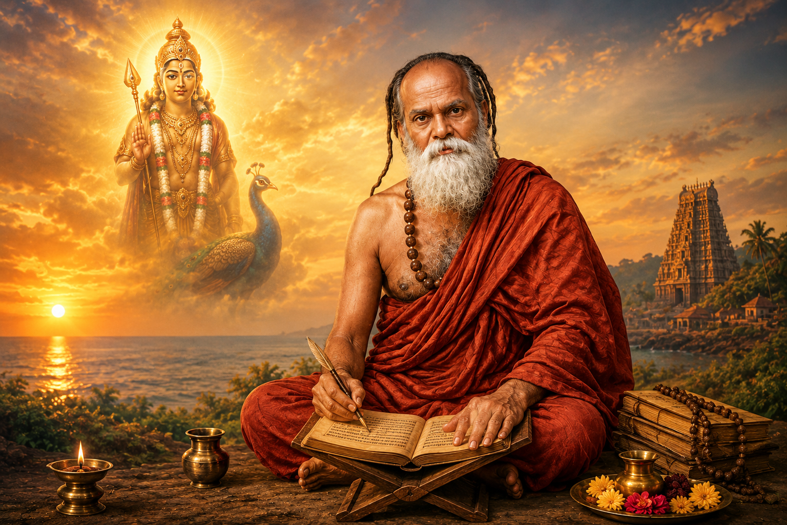 Sri Pamban Swamigal renouncing worldly life and dedicating himself to Lord Murugan.