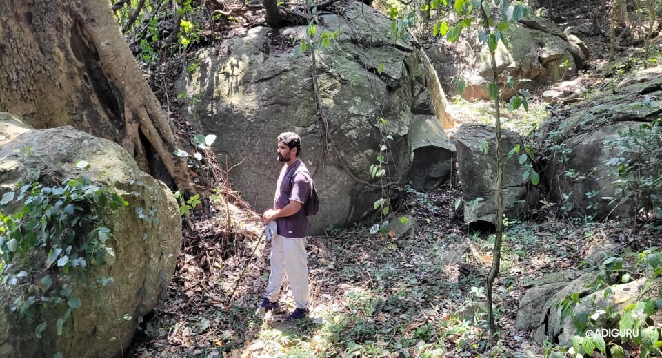 A spiritual documentary filmmaker standing before an ancient Indian temple, symbolizing the journey behind ADIGURU and the exploration of timeless spirituality.
