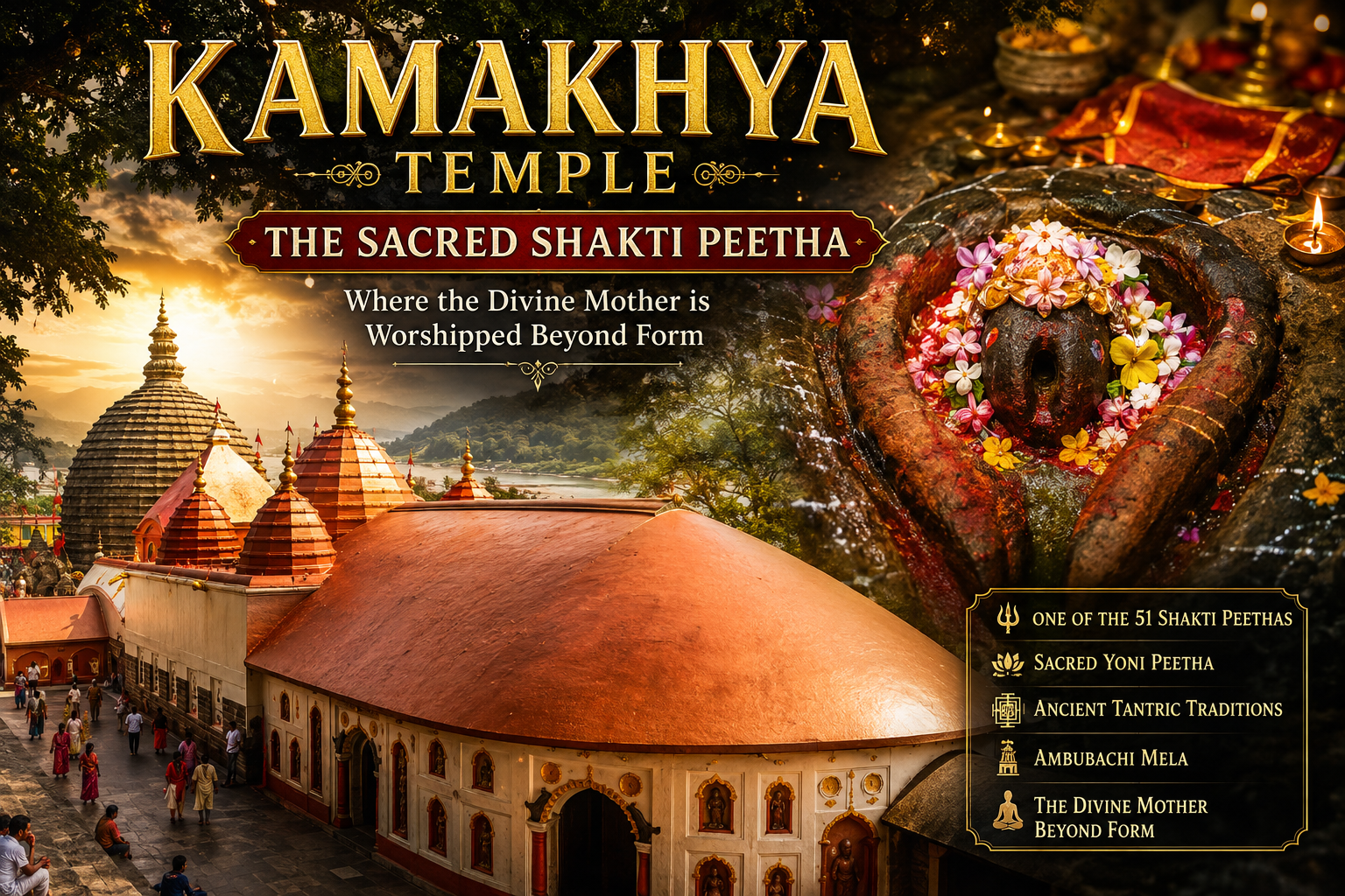 Kamakhya Temple on Nilachal Hill in Guwahati, Assam, one of the most sacred Shakti Peethas dedicated to Goddess Kamakhya.
